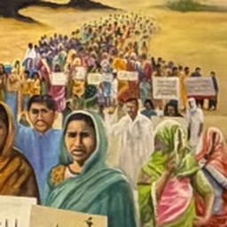 A crowd gathered together