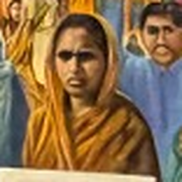 A woman with a raised fist